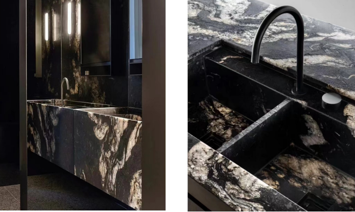 Cosmetic Black Granite Bathroom Vanity Design 