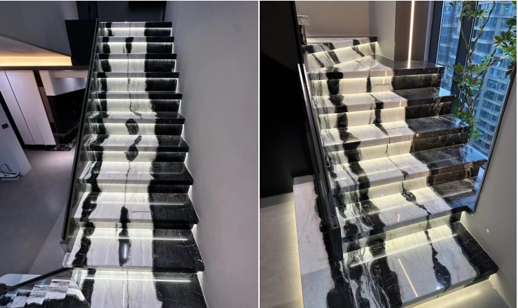 Panda White Marble Stairs Cases 