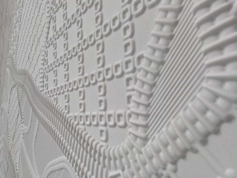 Ariston White Marble Engraved Wall