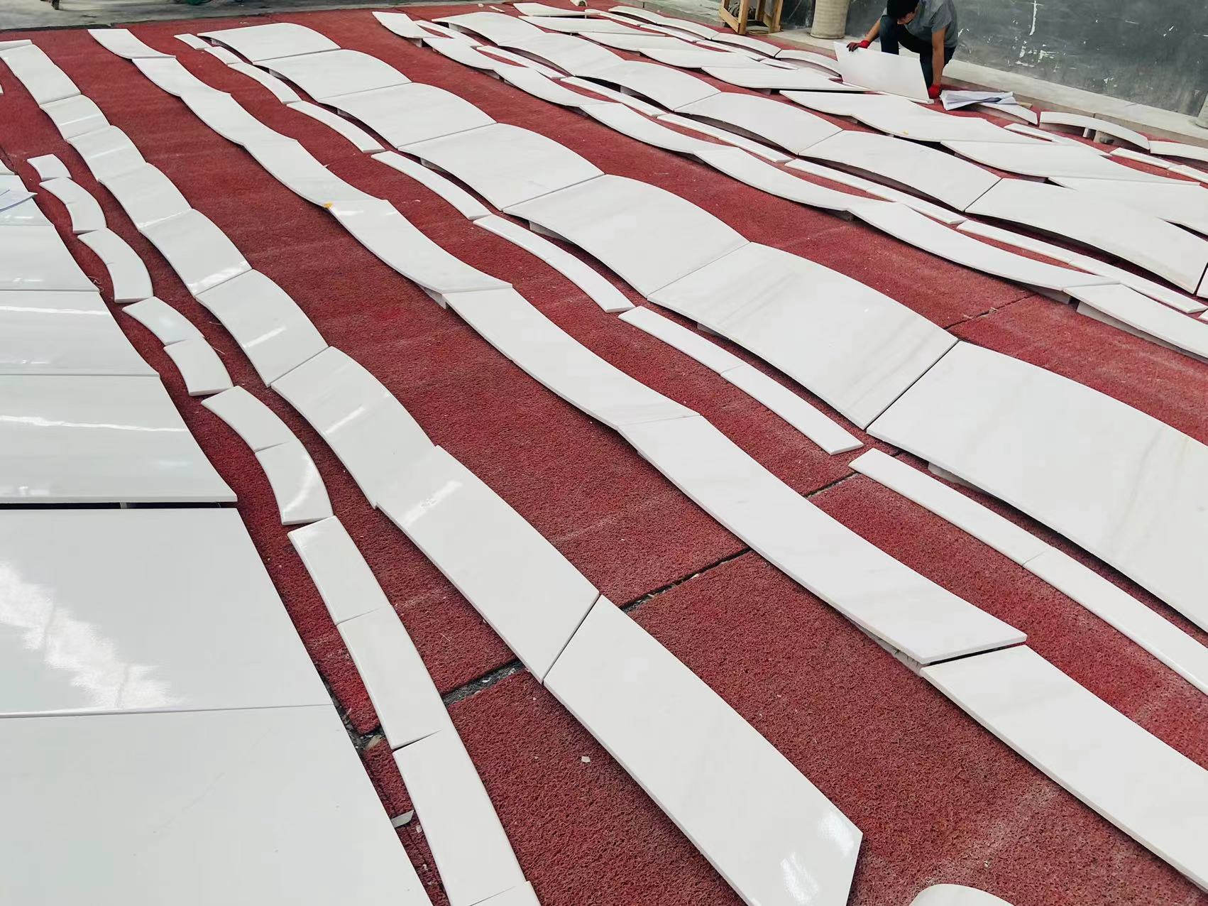 Ariston White Marble Twisted Stairs Handrail Panels