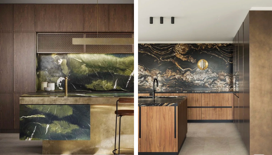 Vitoria Regia And Gold Magma Quartzite Ccountertops 