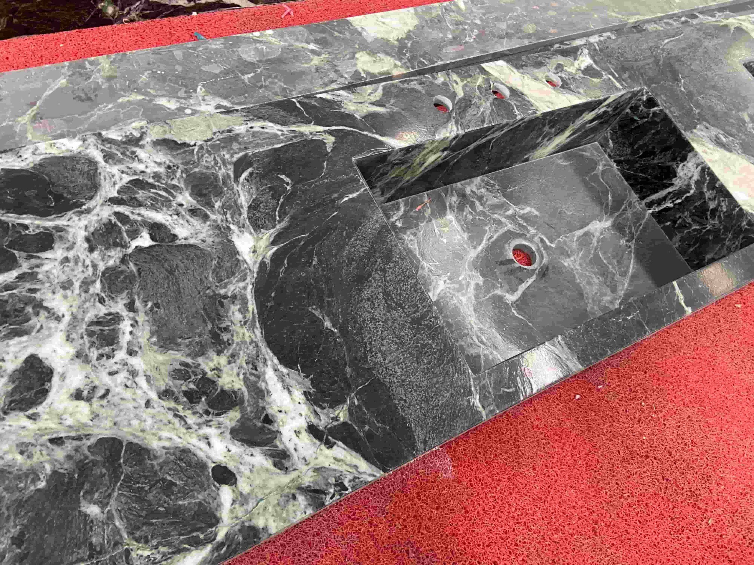 Alpi Verde Marble Vanity Top Integrated With Marble Sinks