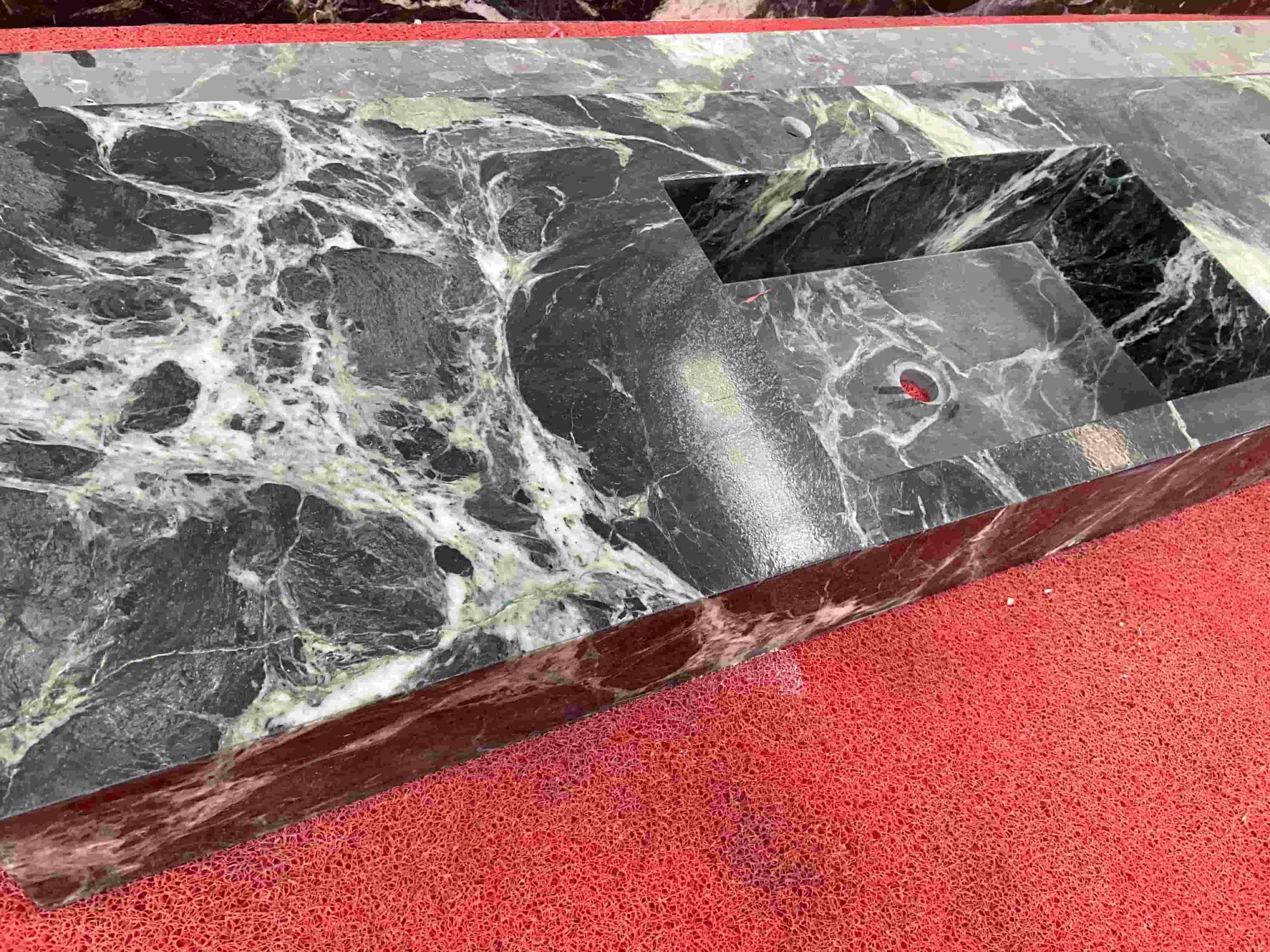 Alpi Verde Marble Vanity Top Integrated With Marble Sinks