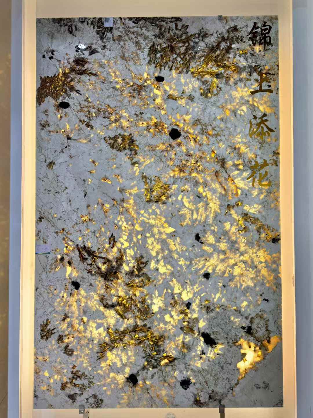 Alpine White Granite Wall backligt living room