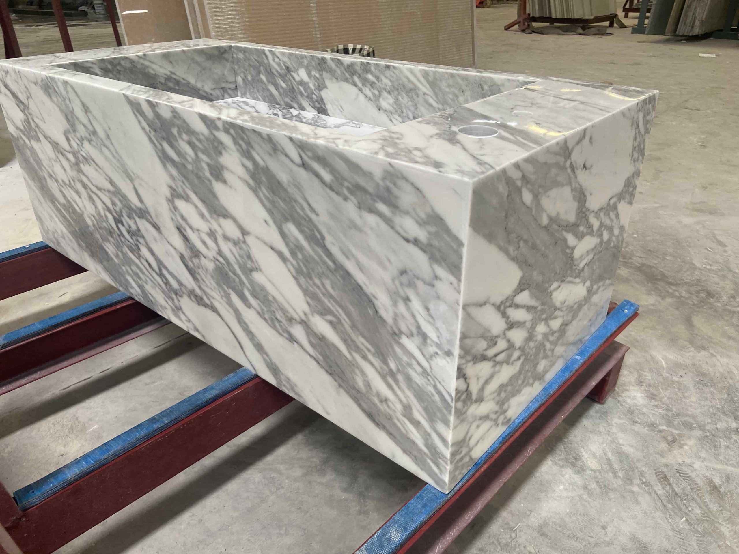 Arabescato White Marble Floated Vanity Sink