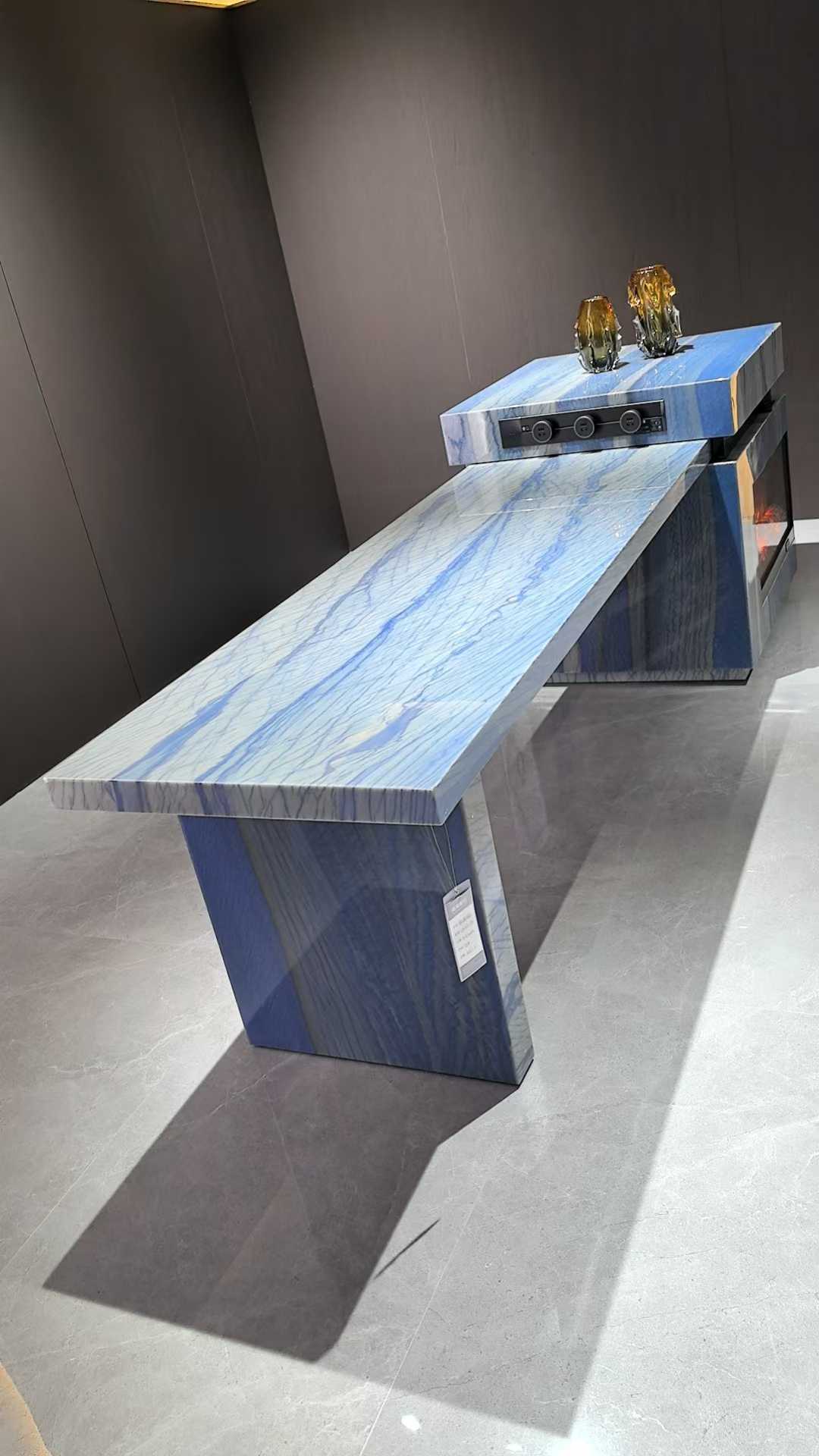 Azul Macaubas Quartzite Kitchen island