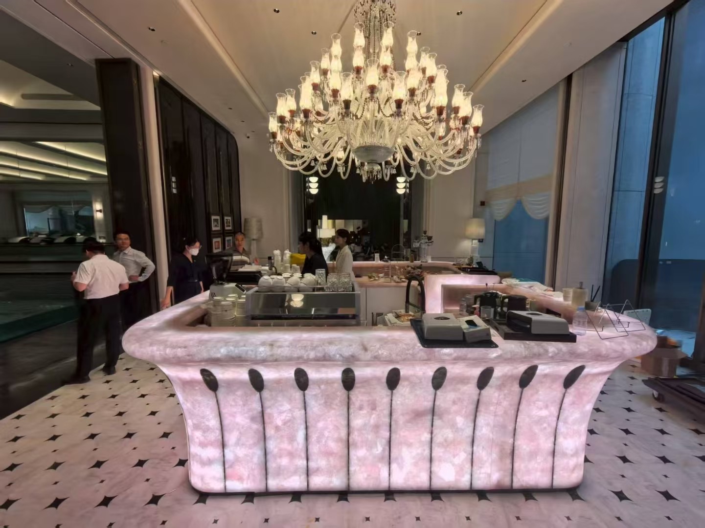 Backlit Pink Crystal Agate Bar Tops