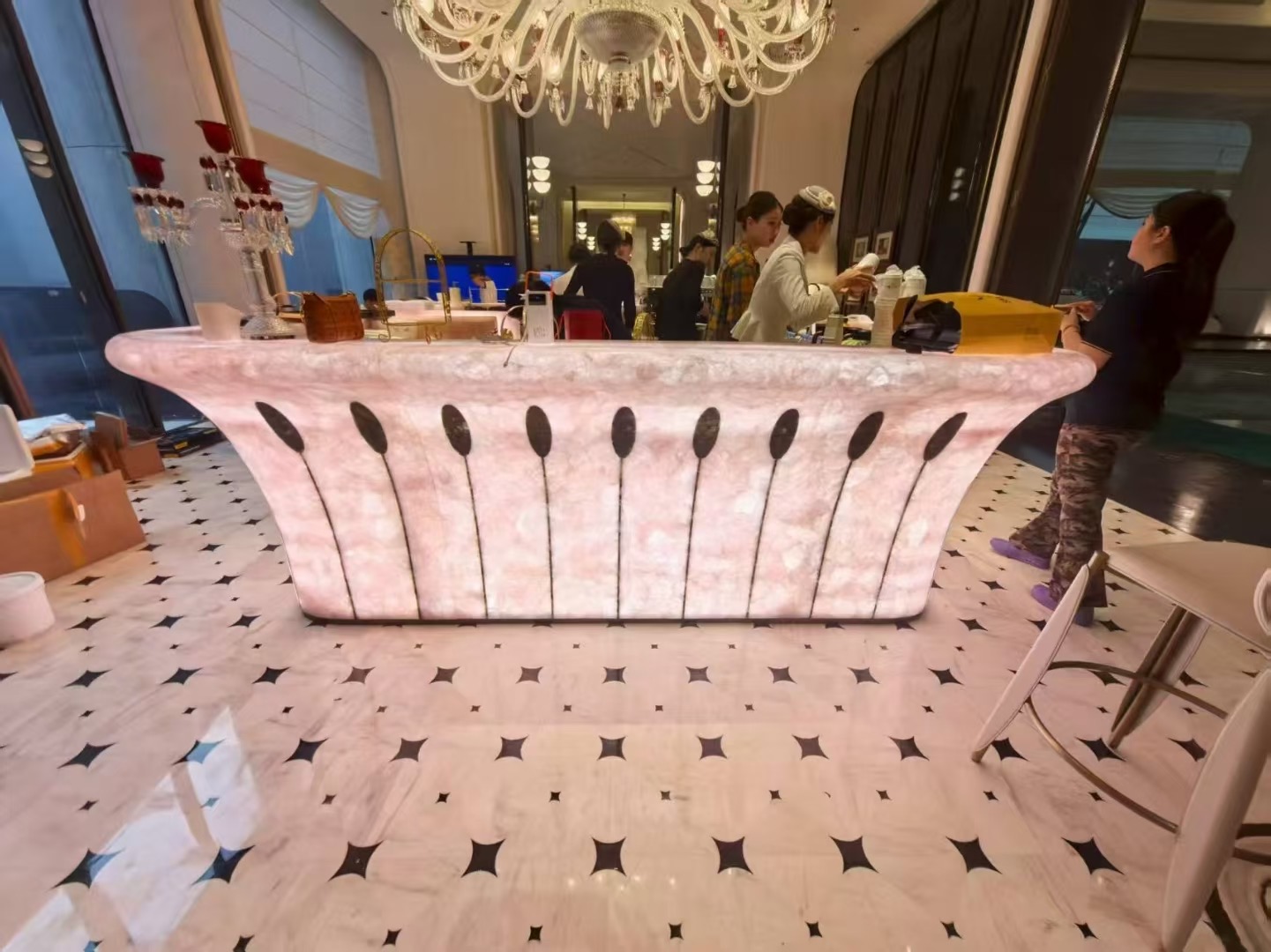 Backlit Pink Crystal Agate Bar Tops
