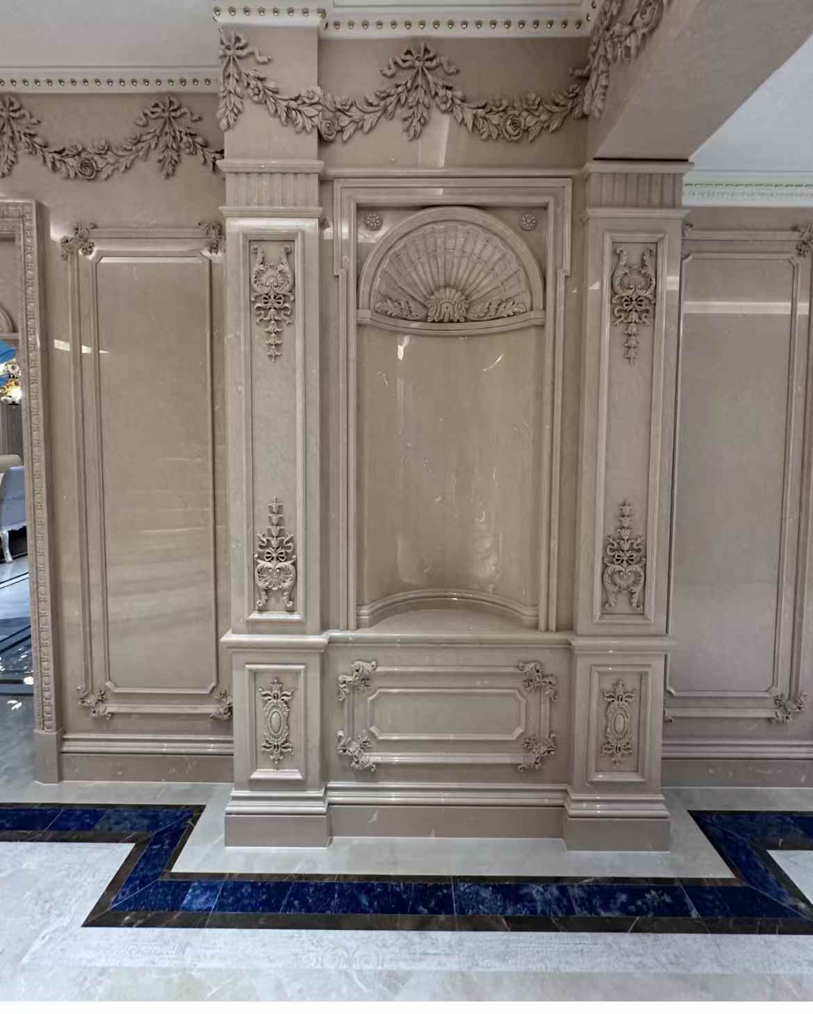 Beige Marble Engraved Relief For Interior Home
