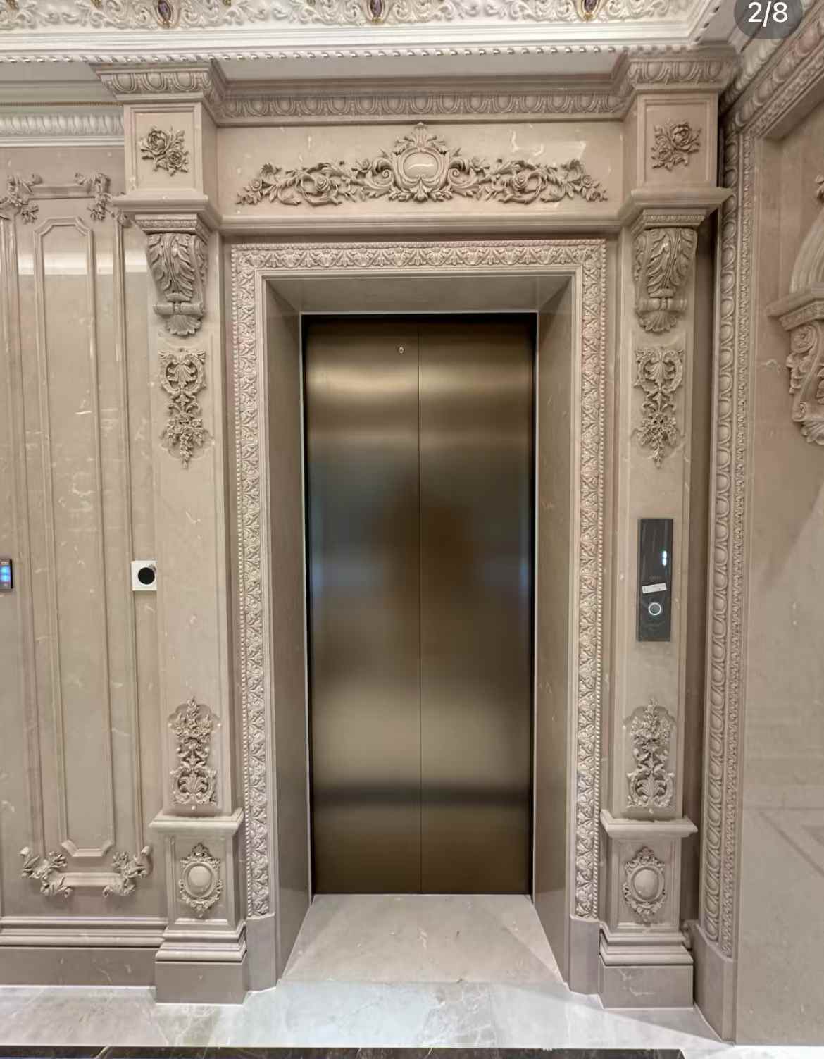 Beige Marble Relief in Elevator Wall Design