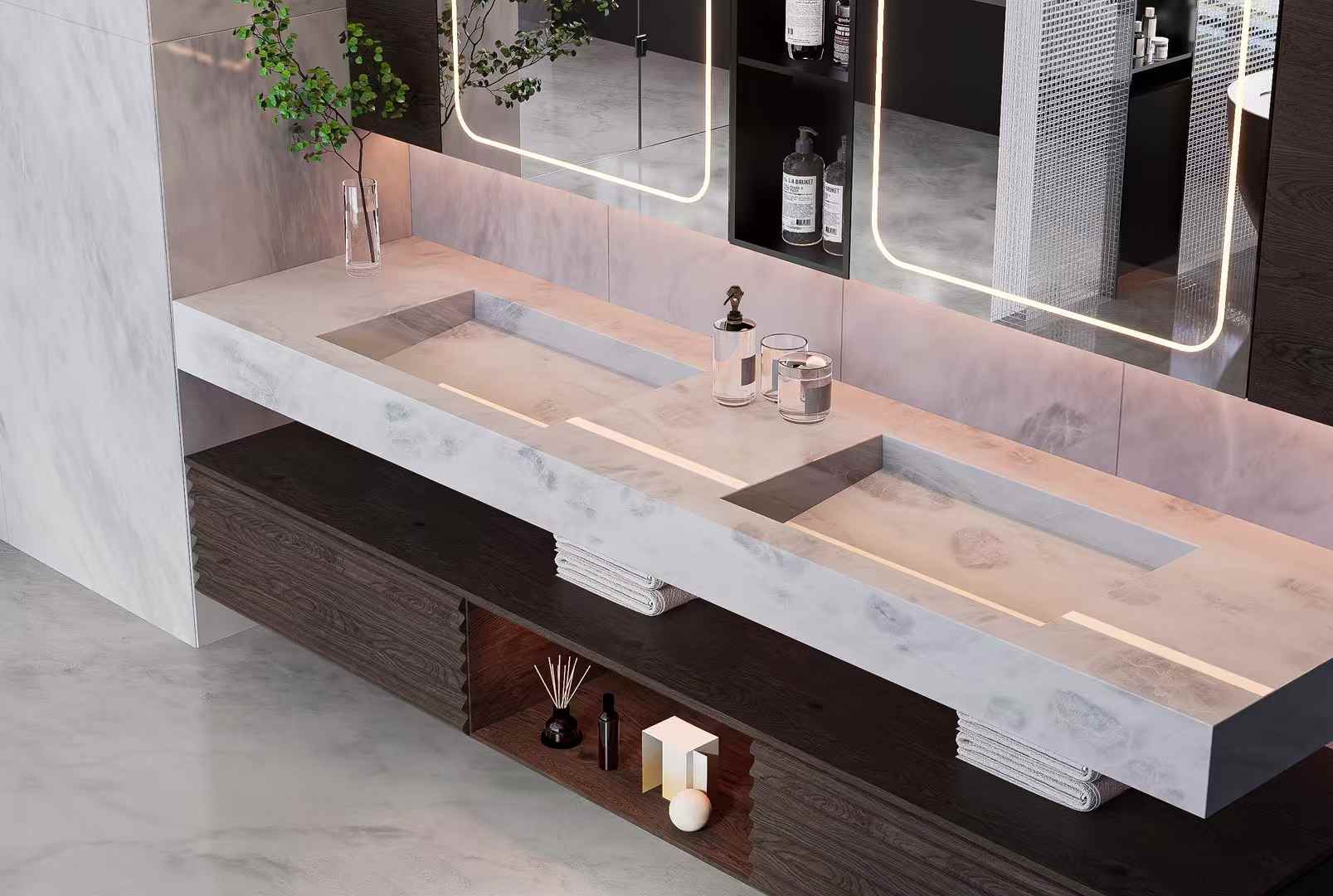 Bianco Alaska White Marble bathroom tops