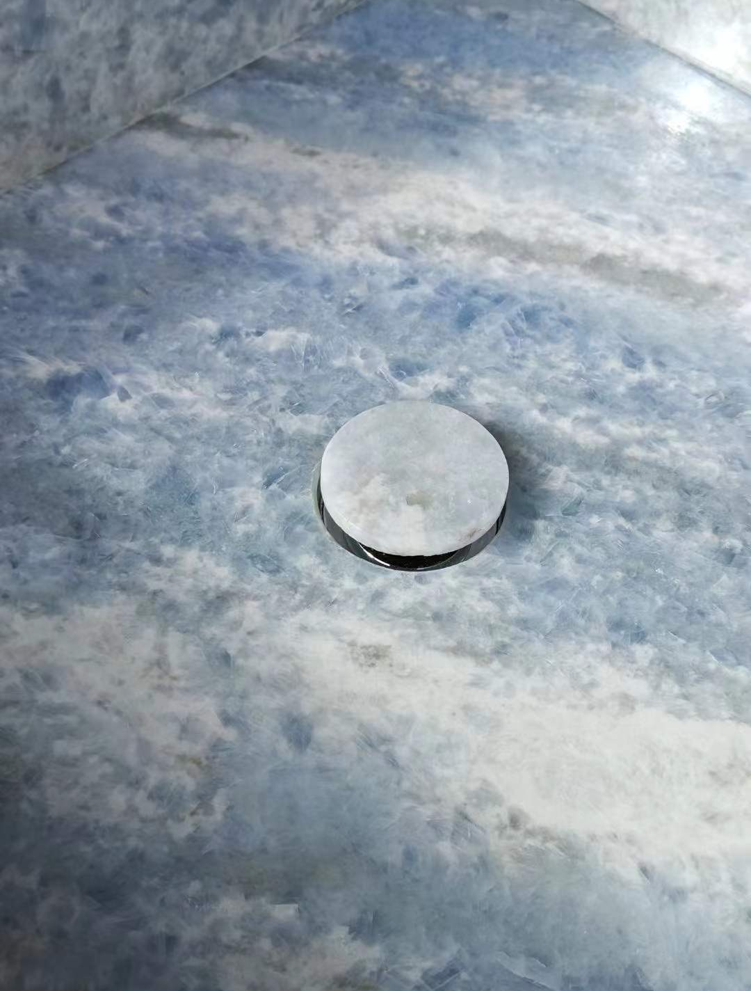 Blue Cristallo Marble Bathroom Sink With Stone Drain Cover