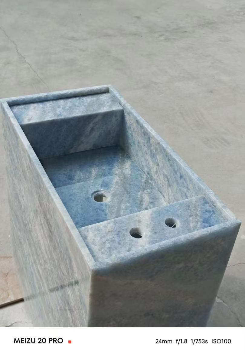 Blue Cristallo Marble Bathroom Sink