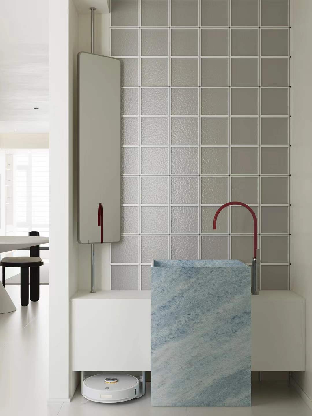 Blue Cristallo Marble Bathroom Vanity Design