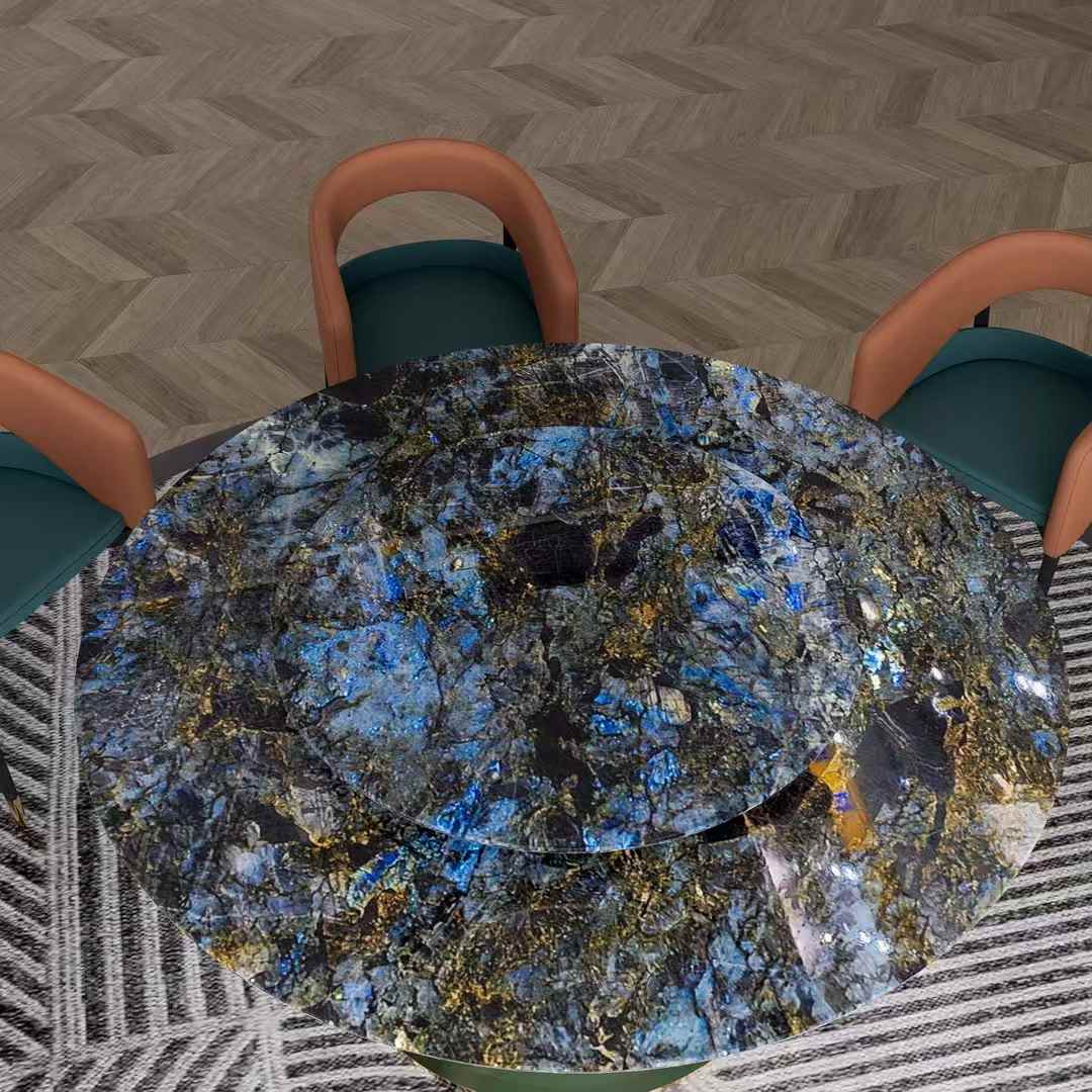 Blue Labradorite Granite Round Dining Table
