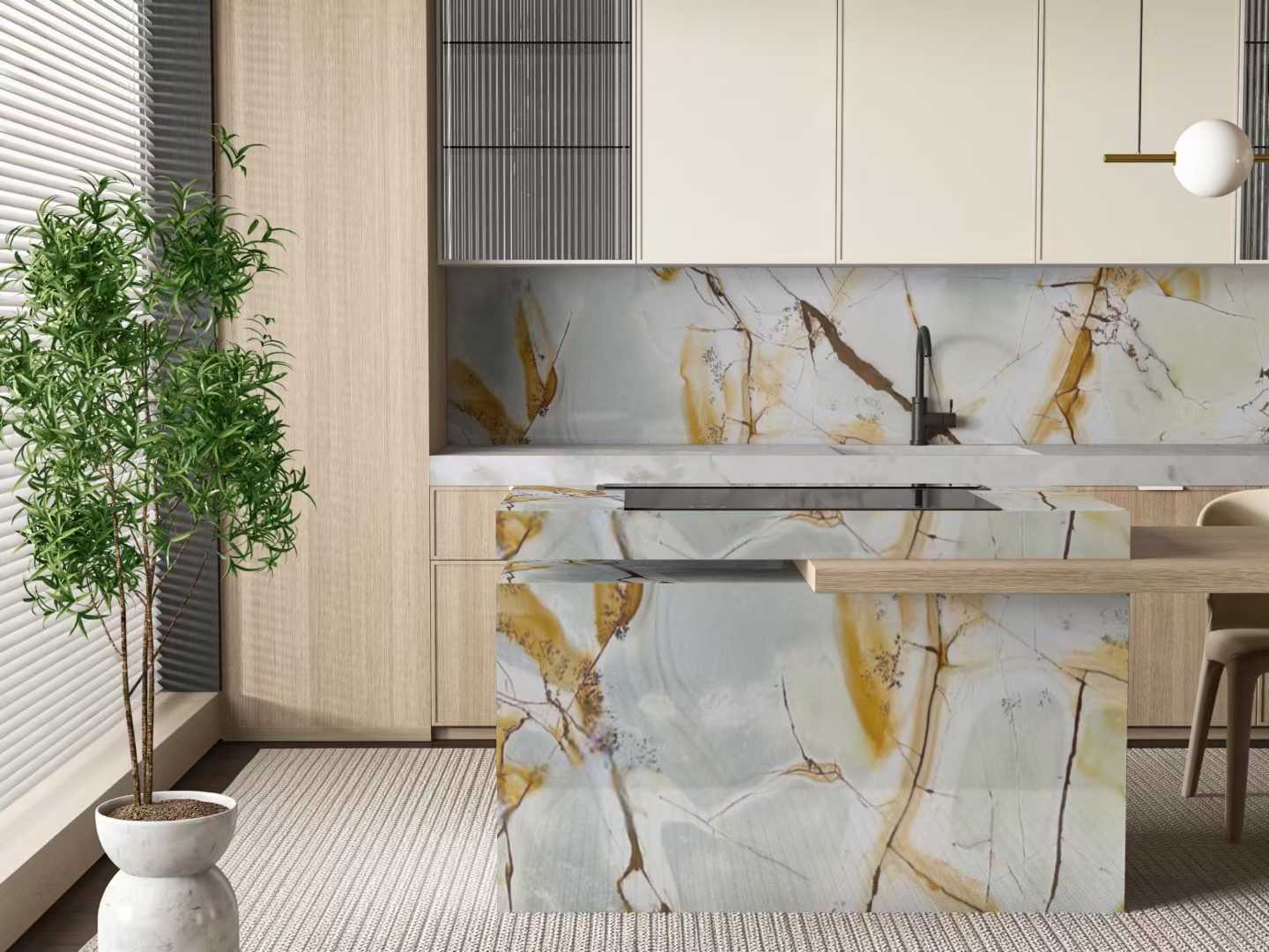 Blue Roma Quartzite Kitchen backsplash