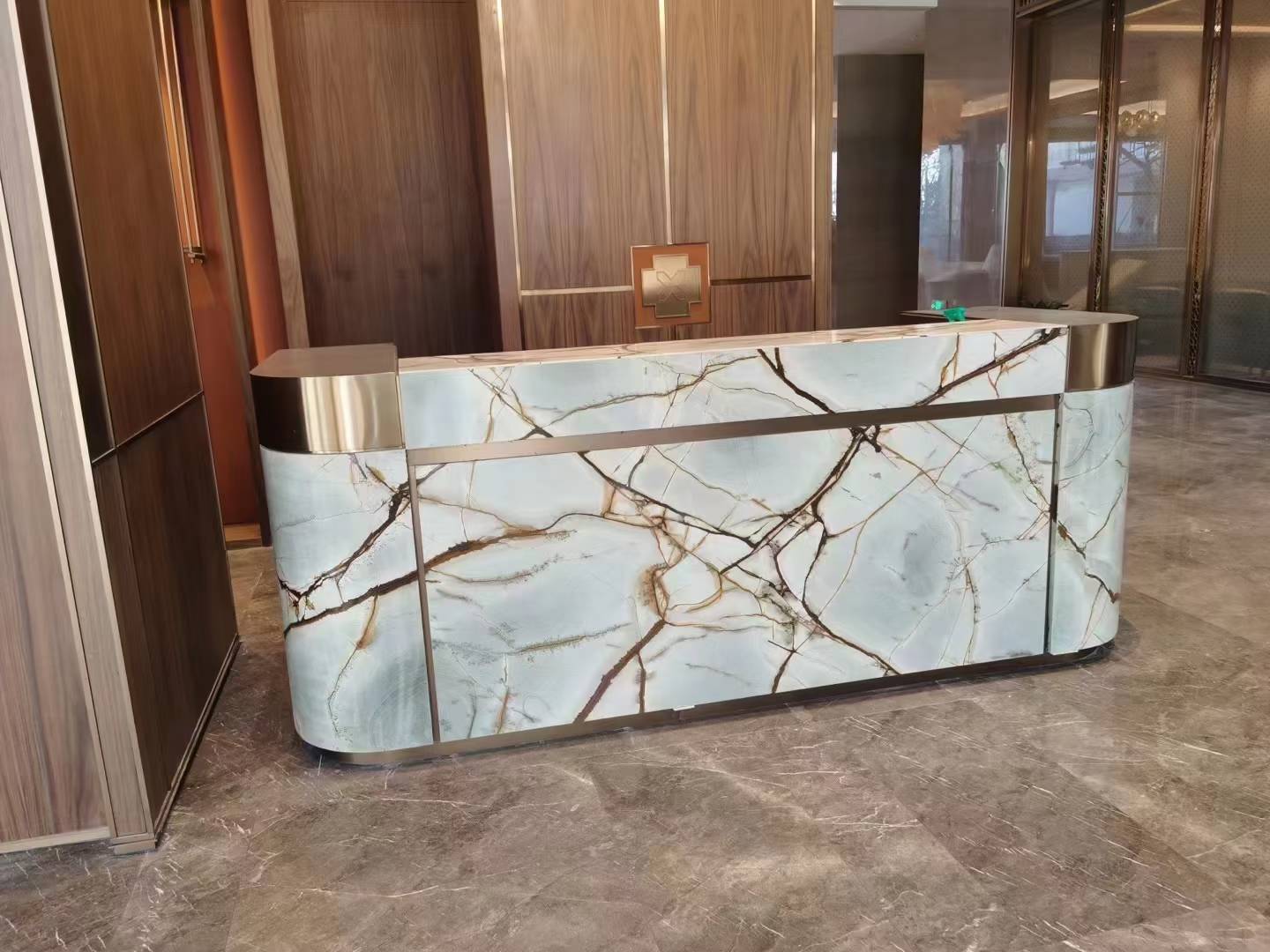 Blue Roma Quartzite reception tops