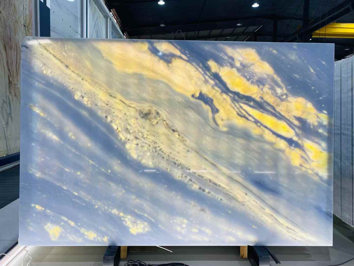 Blue sky marble backlit translucency Slab