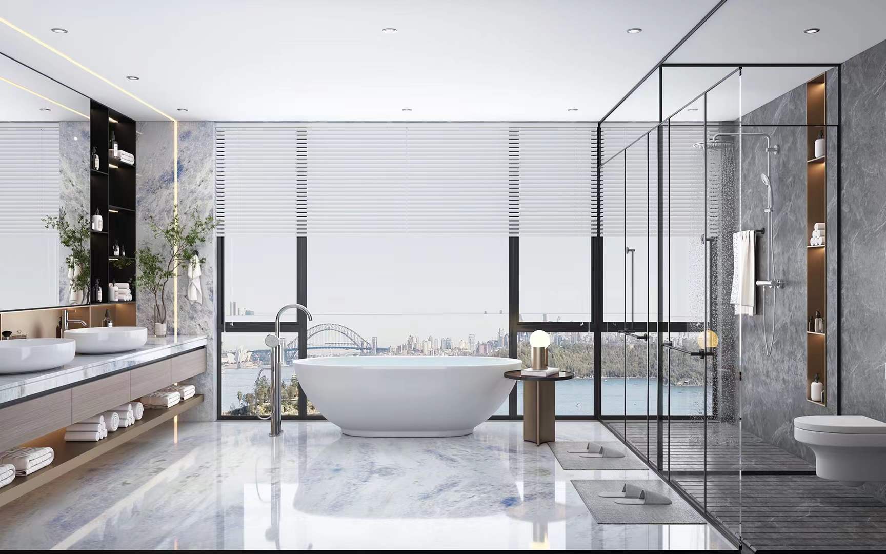 Blue sky marble bathroom wall and flooring tiles