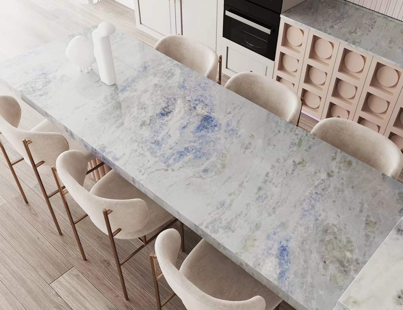Blue sky marble dining table