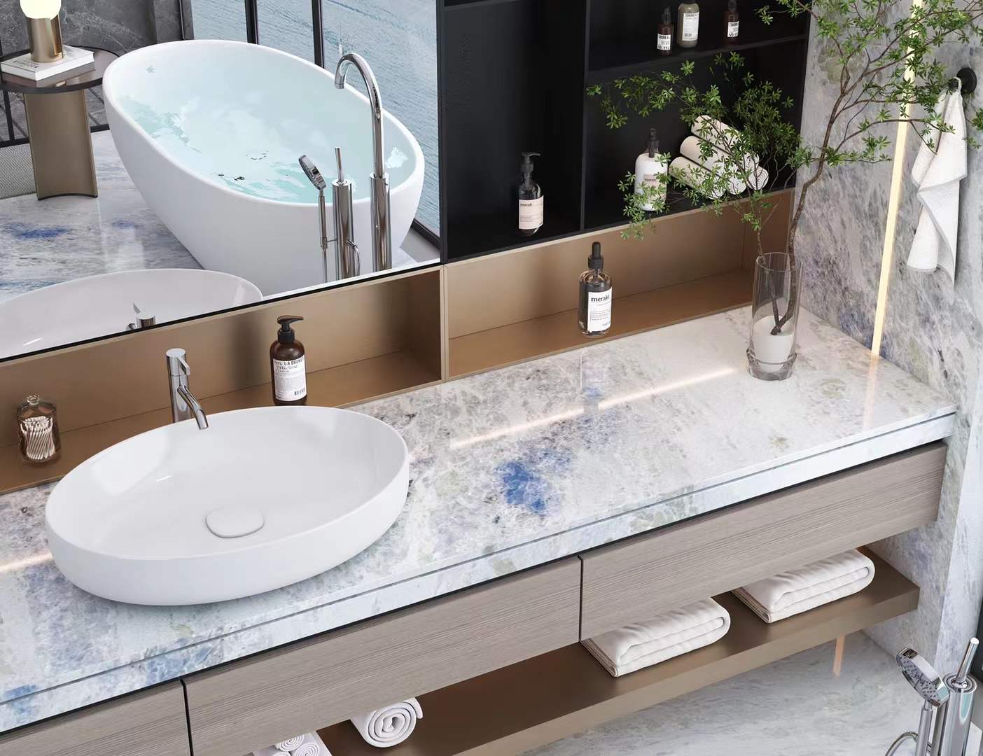 Blue sky marble vanity top