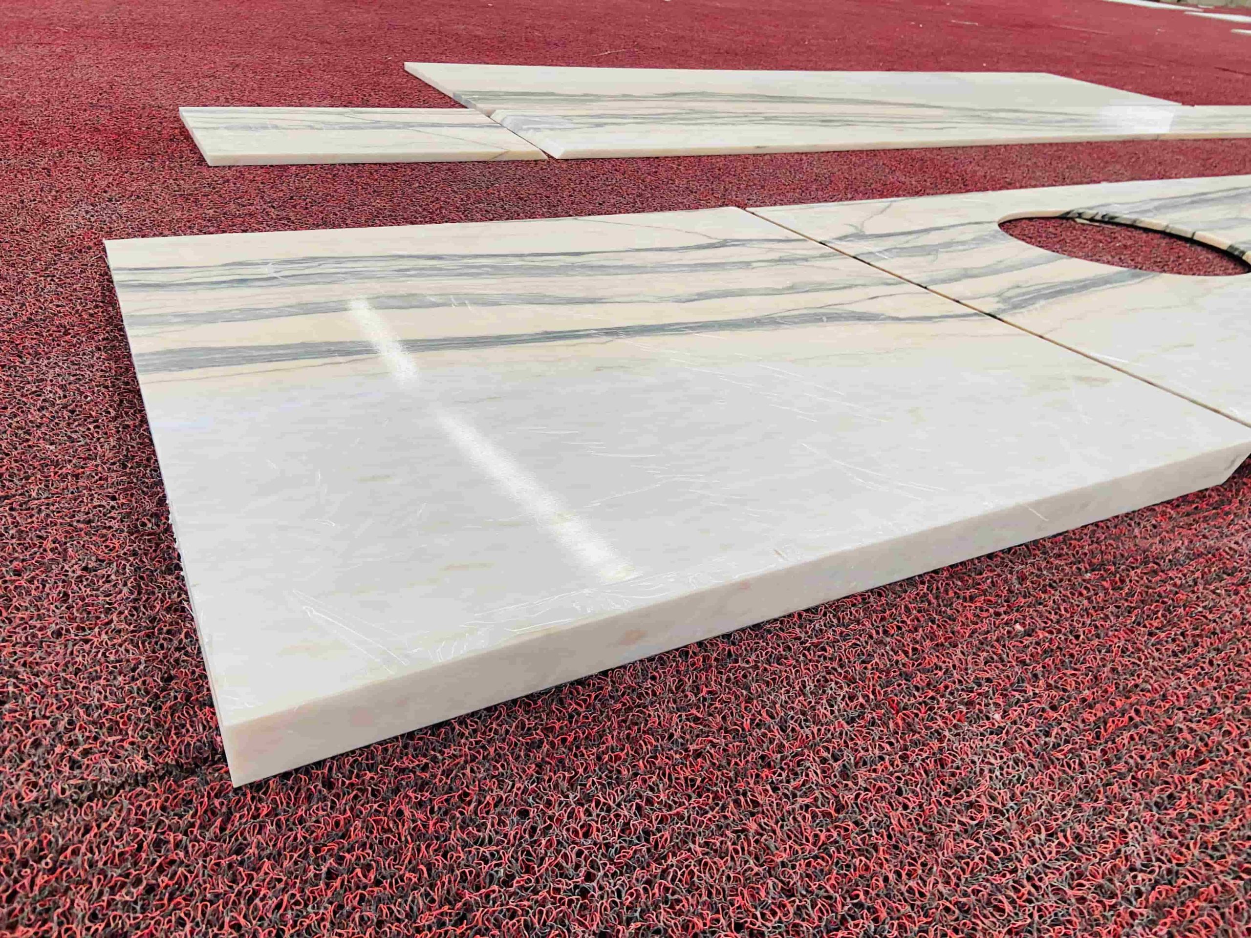 Calacatta Rose marble island kitchen