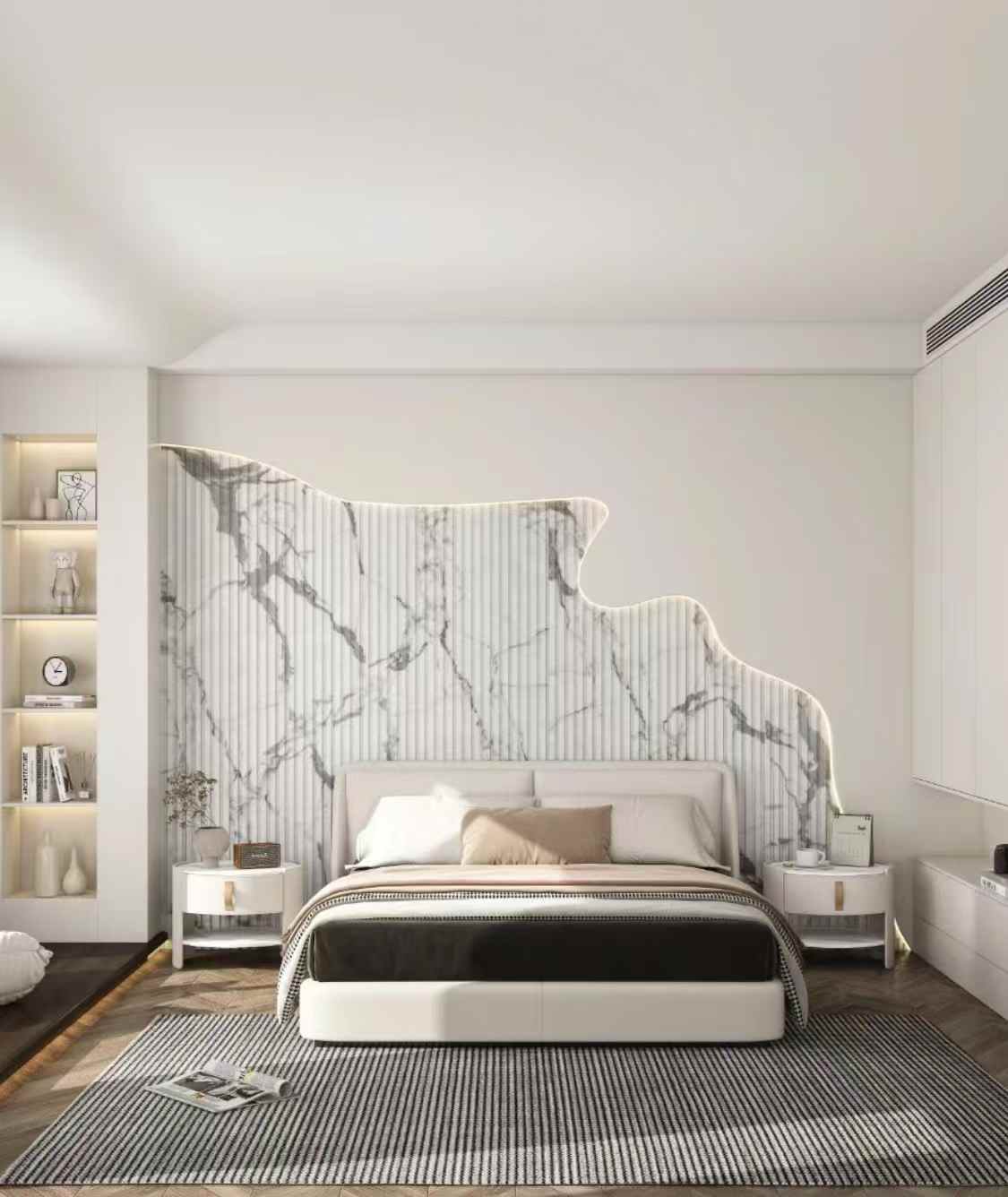 Calacatta White Marble Fluted Wall Design