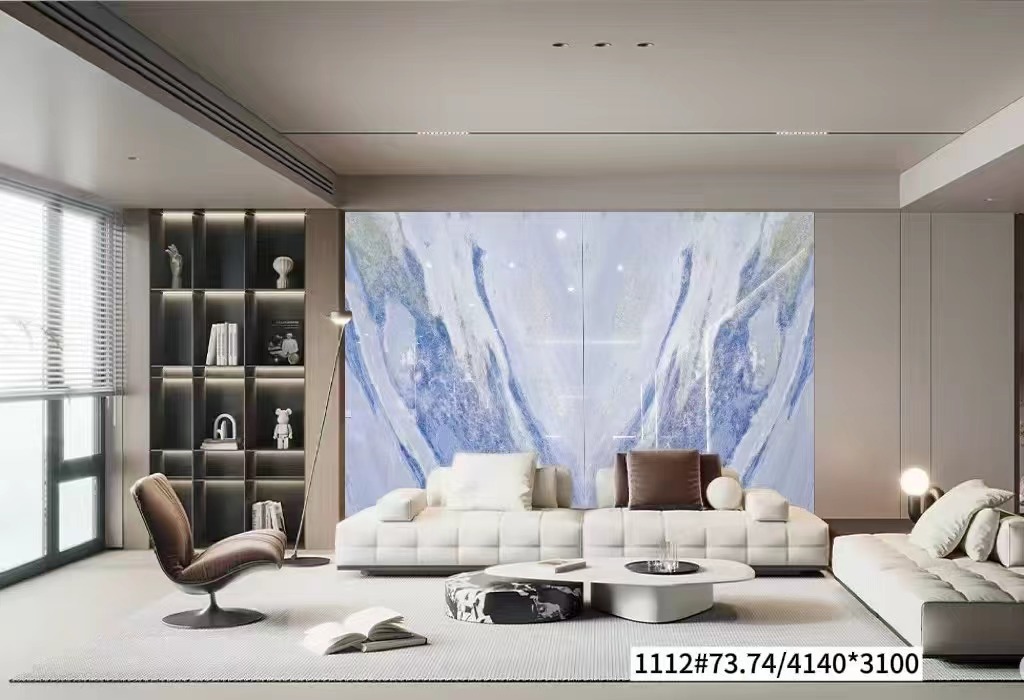 Calcite Azul Quartzite walls living room
