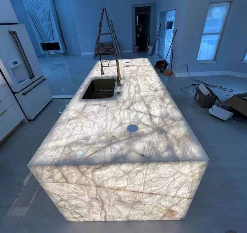 Crisallo Vittro Quartzite backlit island