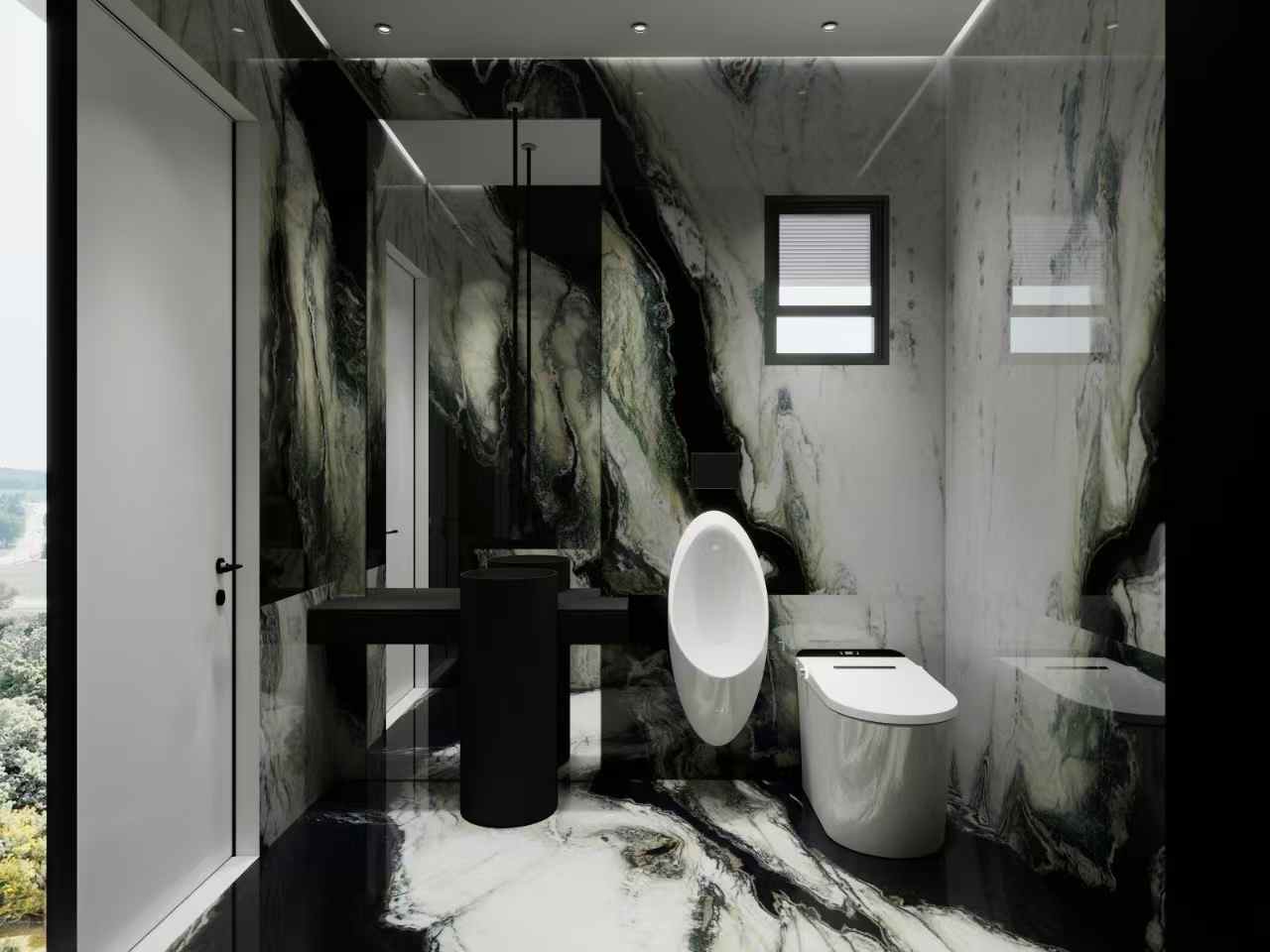 Dalmata granite bathroom slabs walls design