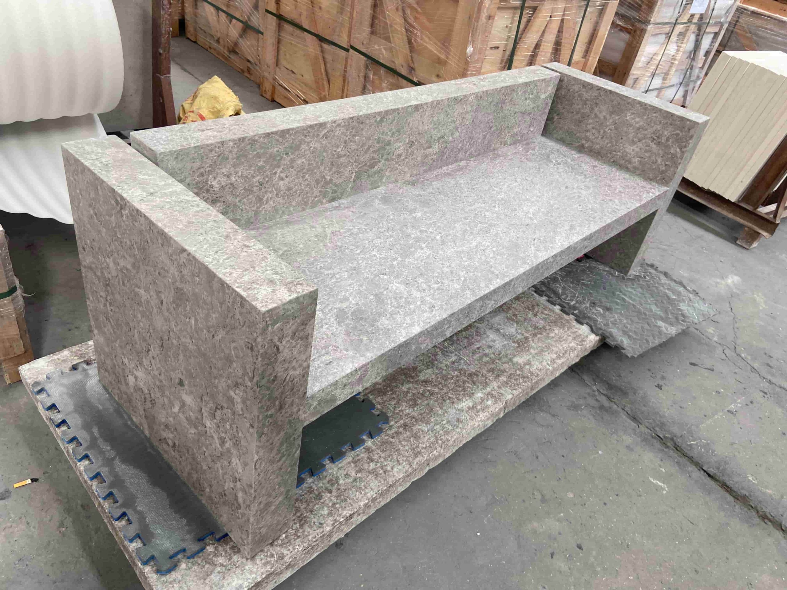 Grey limestone bench