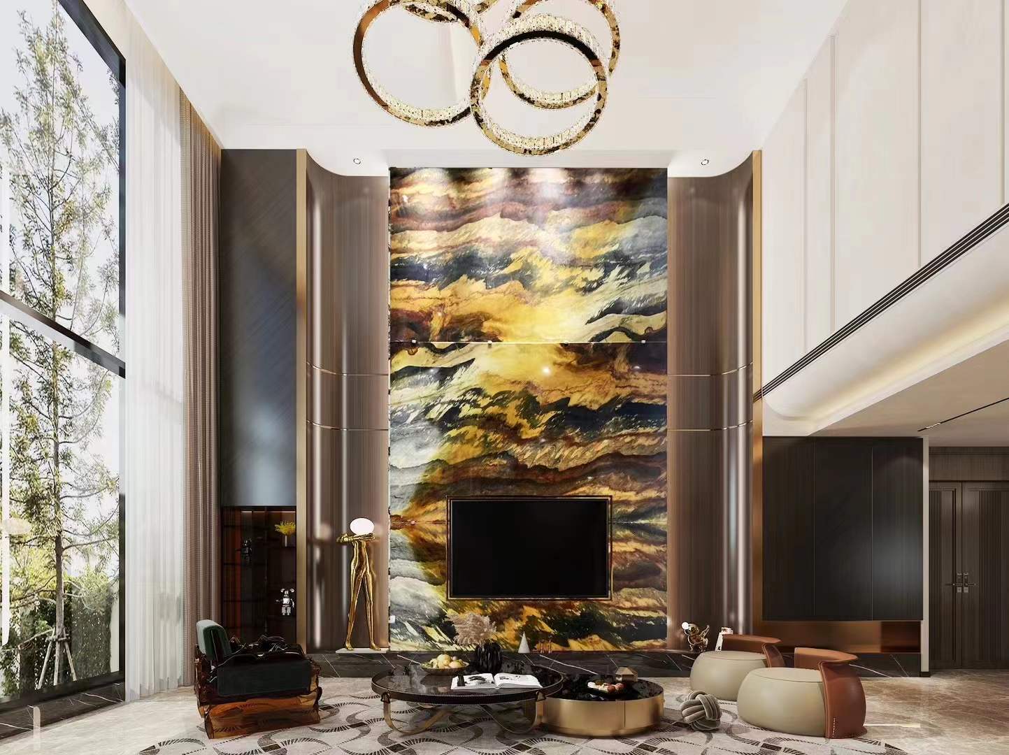 Jacaranda Quartzite wall 3 slabs