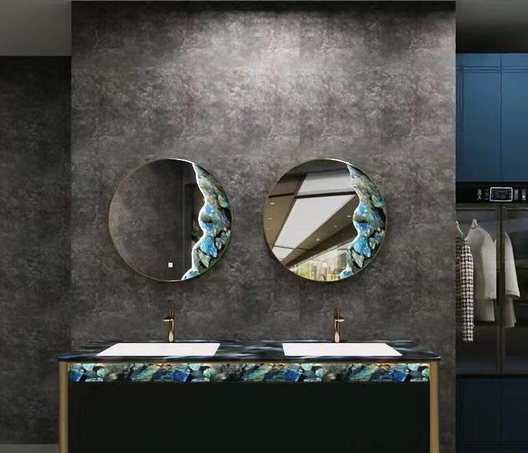 Labradorite Blue Granite double sinks countertops