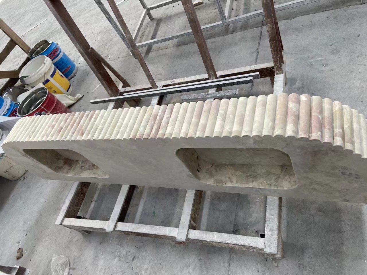 White Marble Vanity Double Sinks