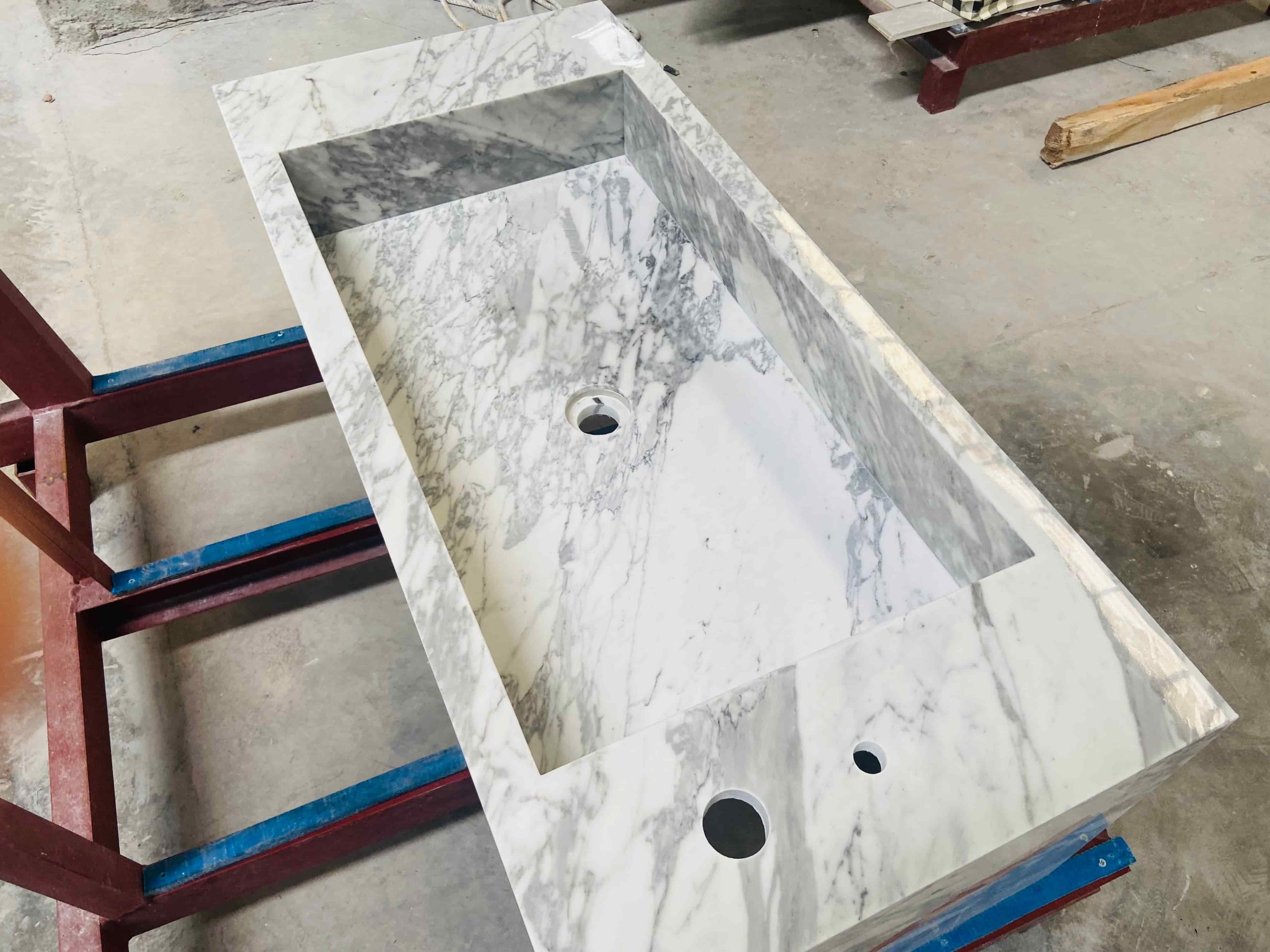 Arabescato White Marble Floated Vanity Sink
