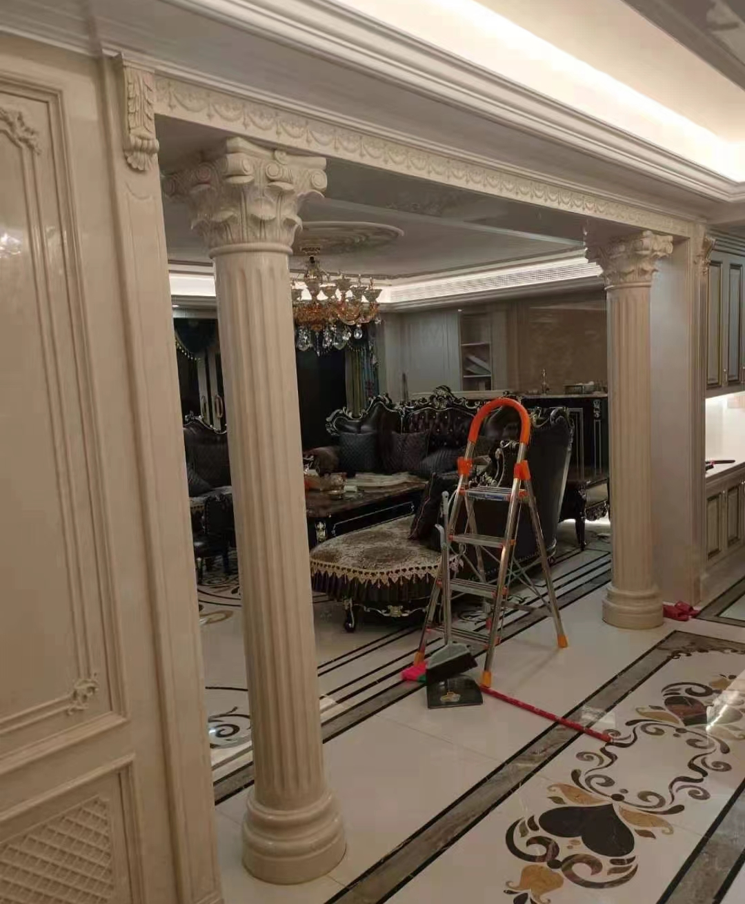 Marble column capital house design