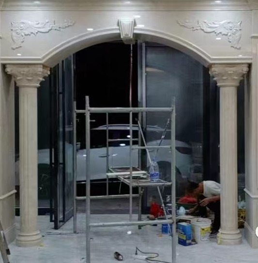 Marble column capital living room