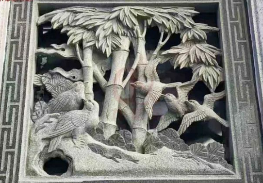 Outdoor engraved wall entrance