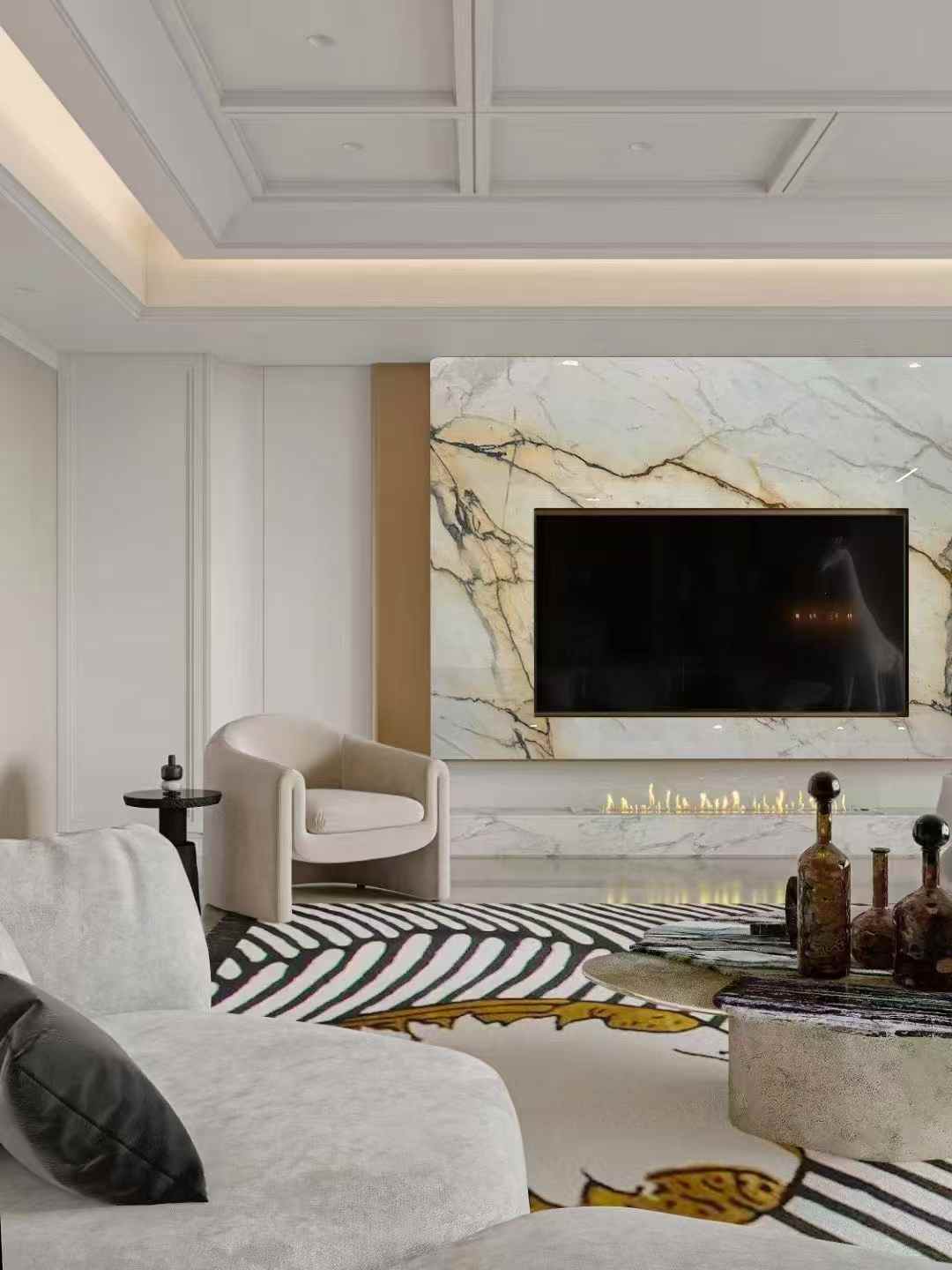 Paonazzo Marble TV Wall