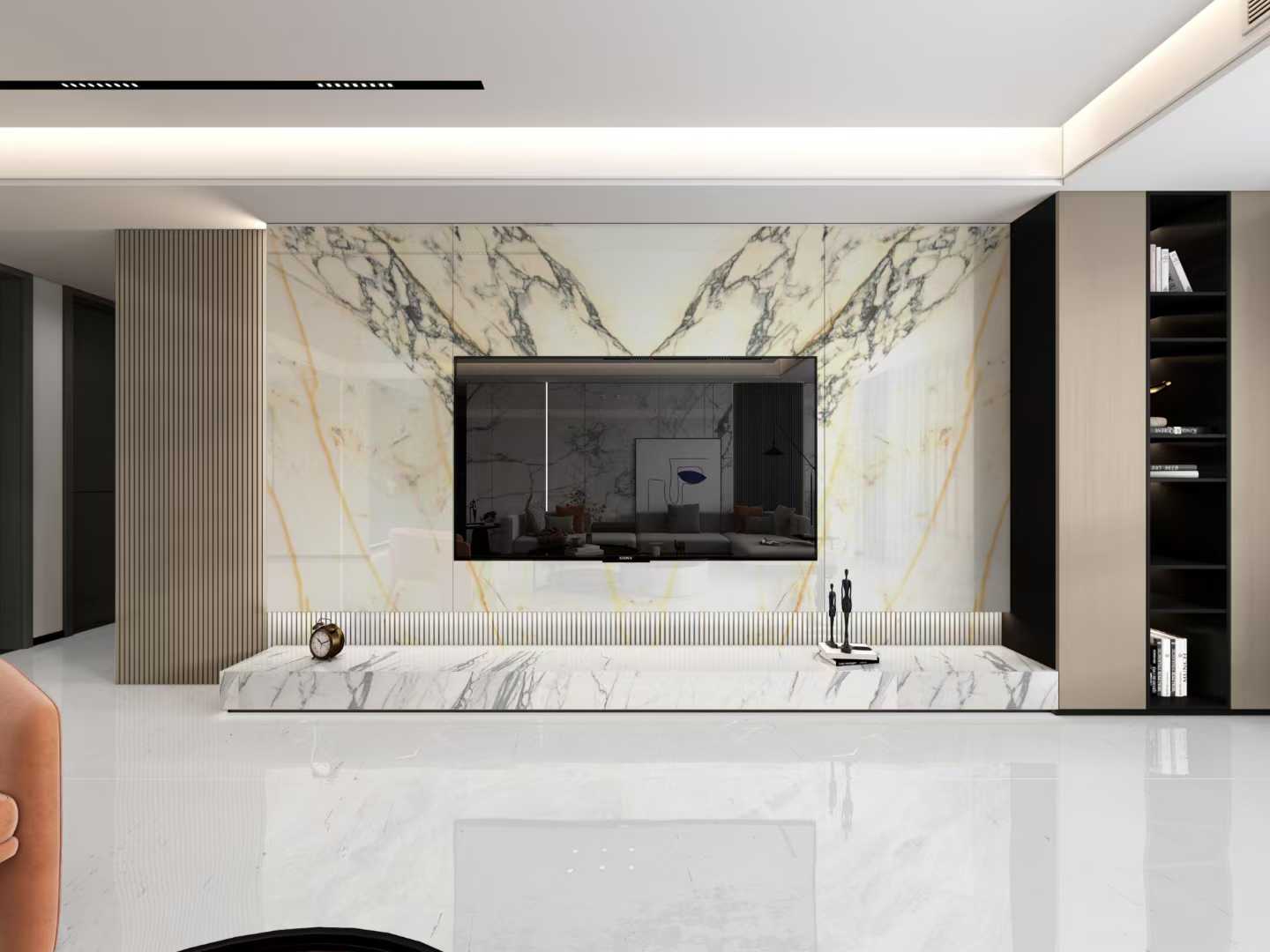 Paonazzo Marble Wall Living Room