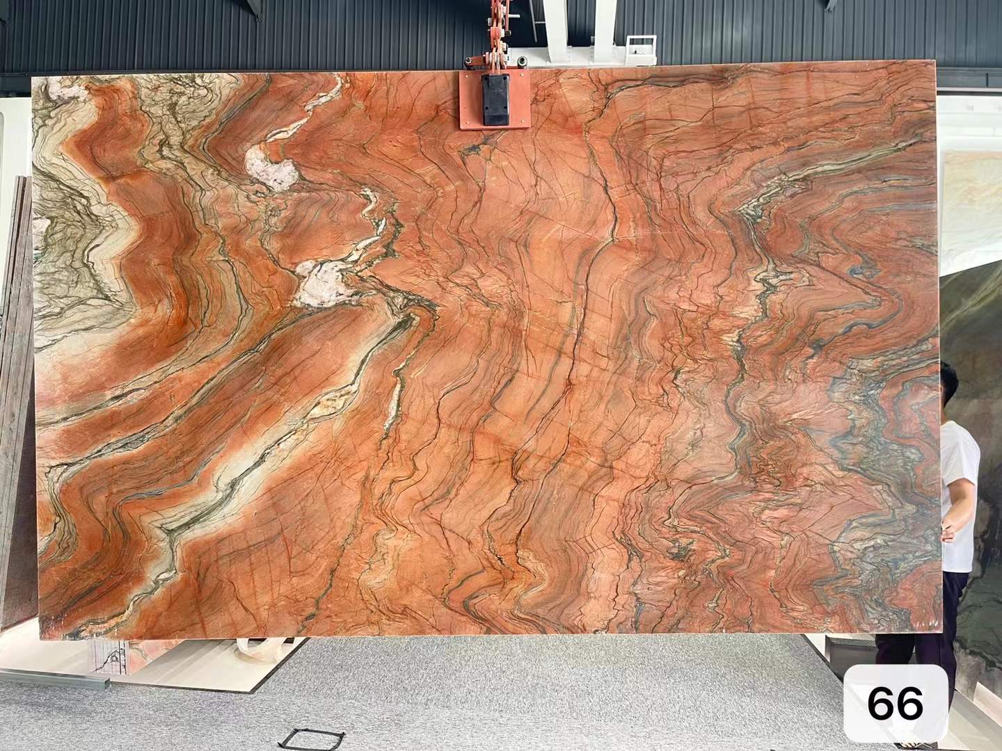 Red fusion quartzite shower walls