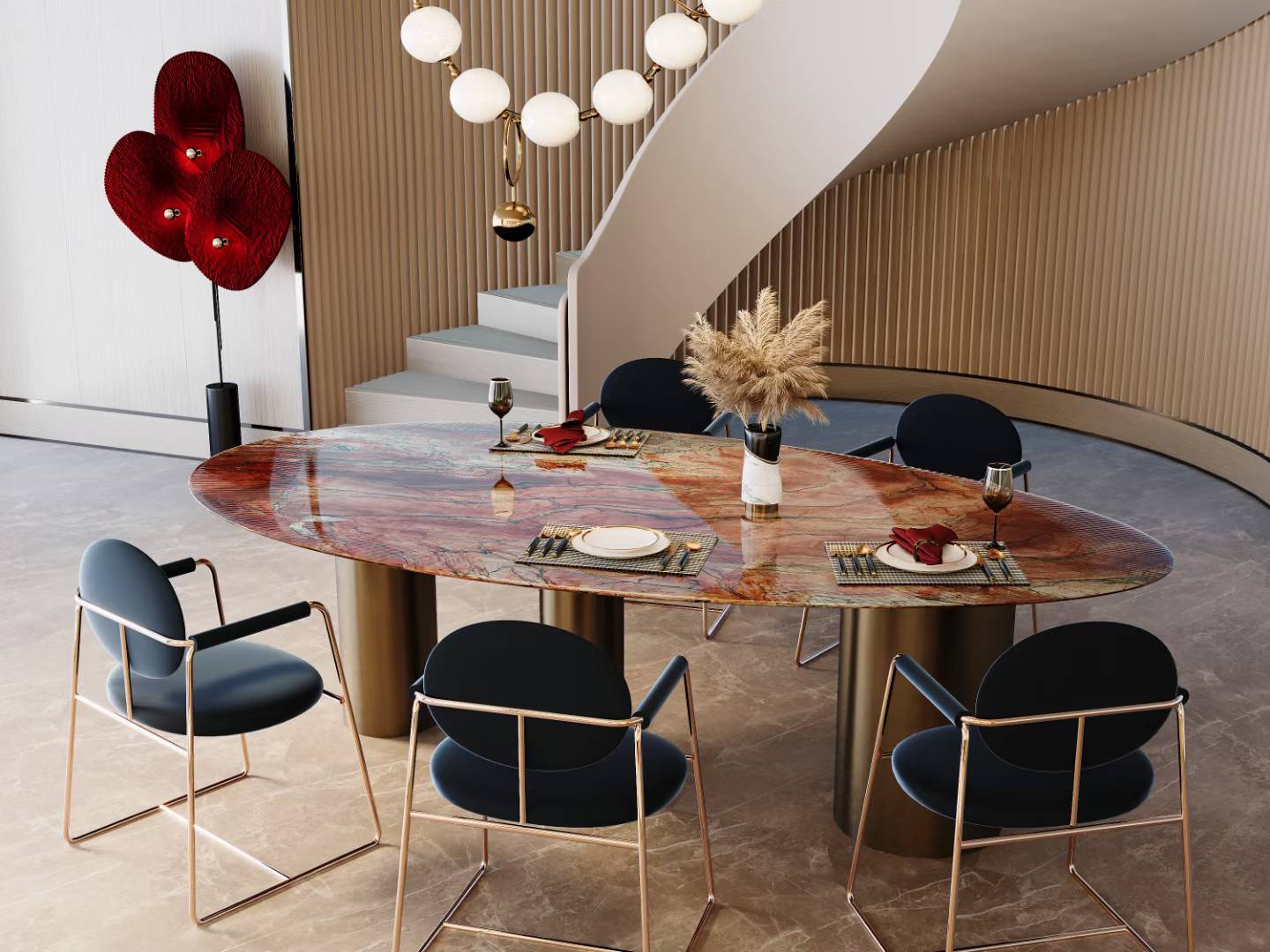 Red fusion quartzite tabletop