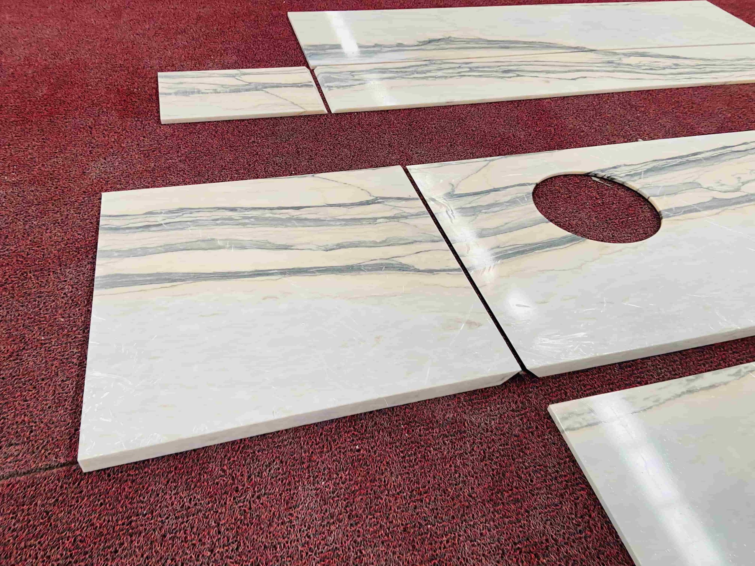 Calacatta Rose Marble Island Kitchen