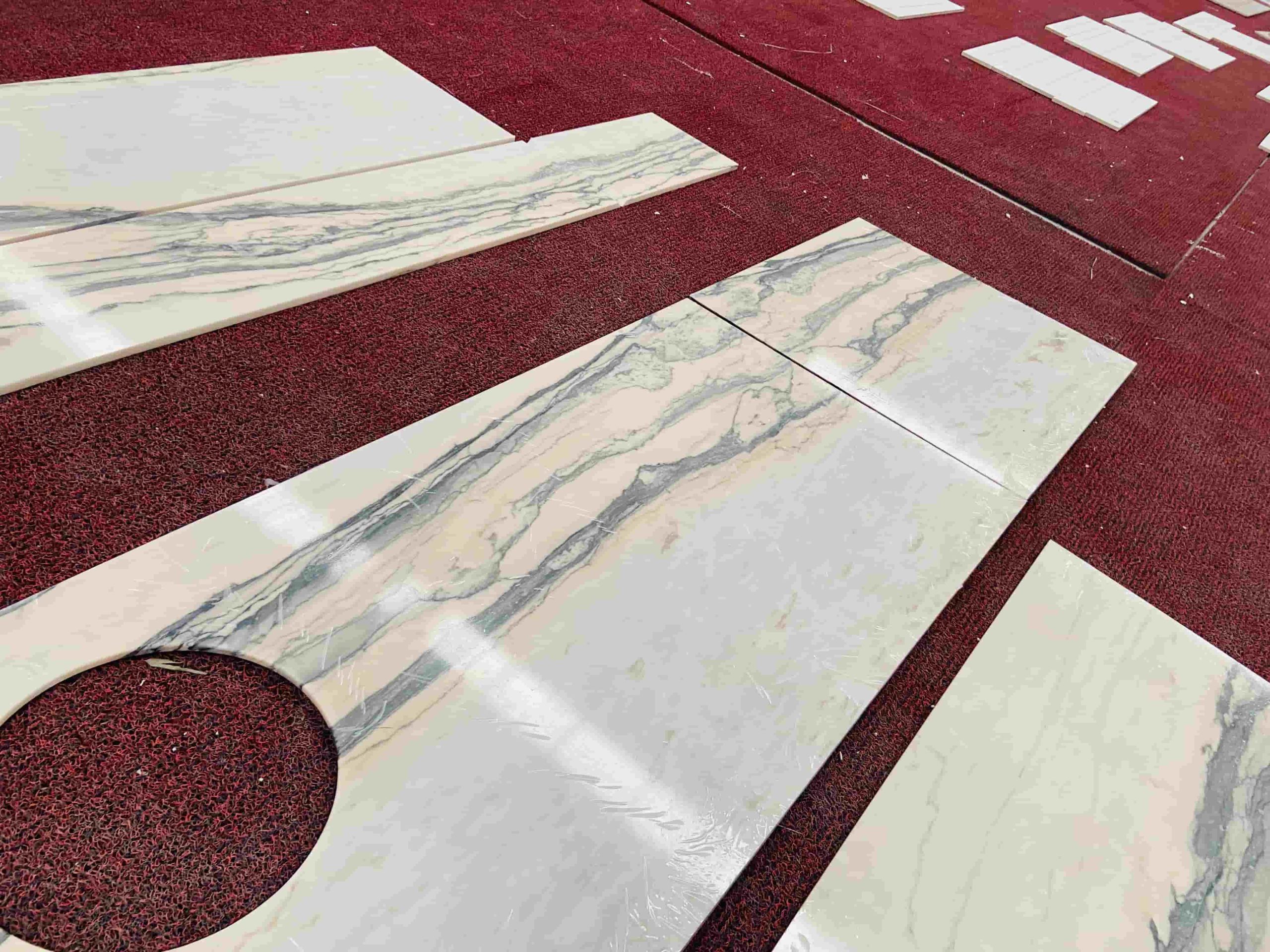 Calacatta Rose Marble Island Kitchen