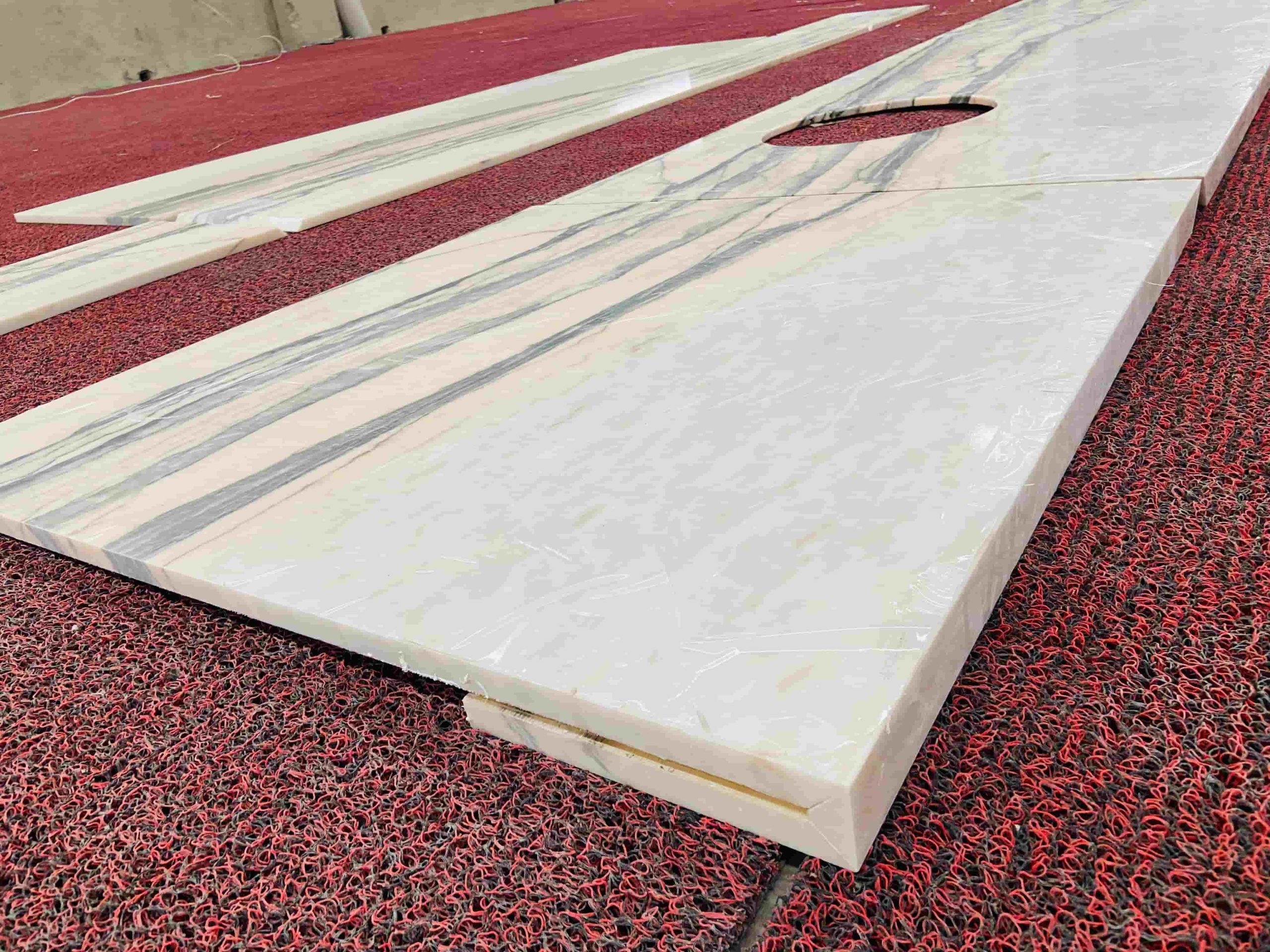 Calacatta Rose Marble Island Kitchen