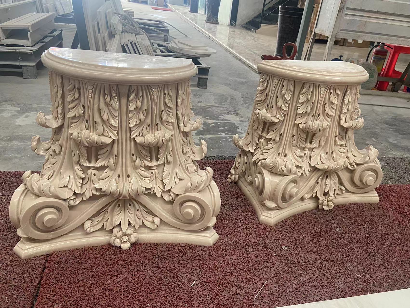 Marble Carved Column Capital