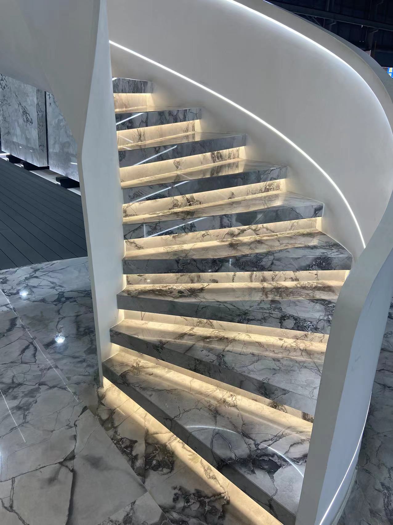 Super White Quartzite Twisted Staircases
