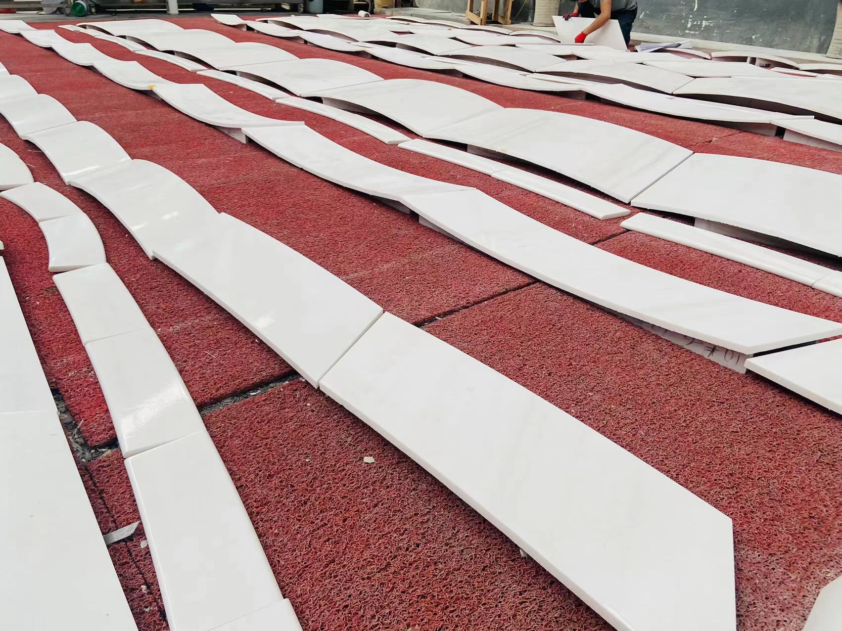 Ariston White Marble Twisted Stairs Handrail Panels