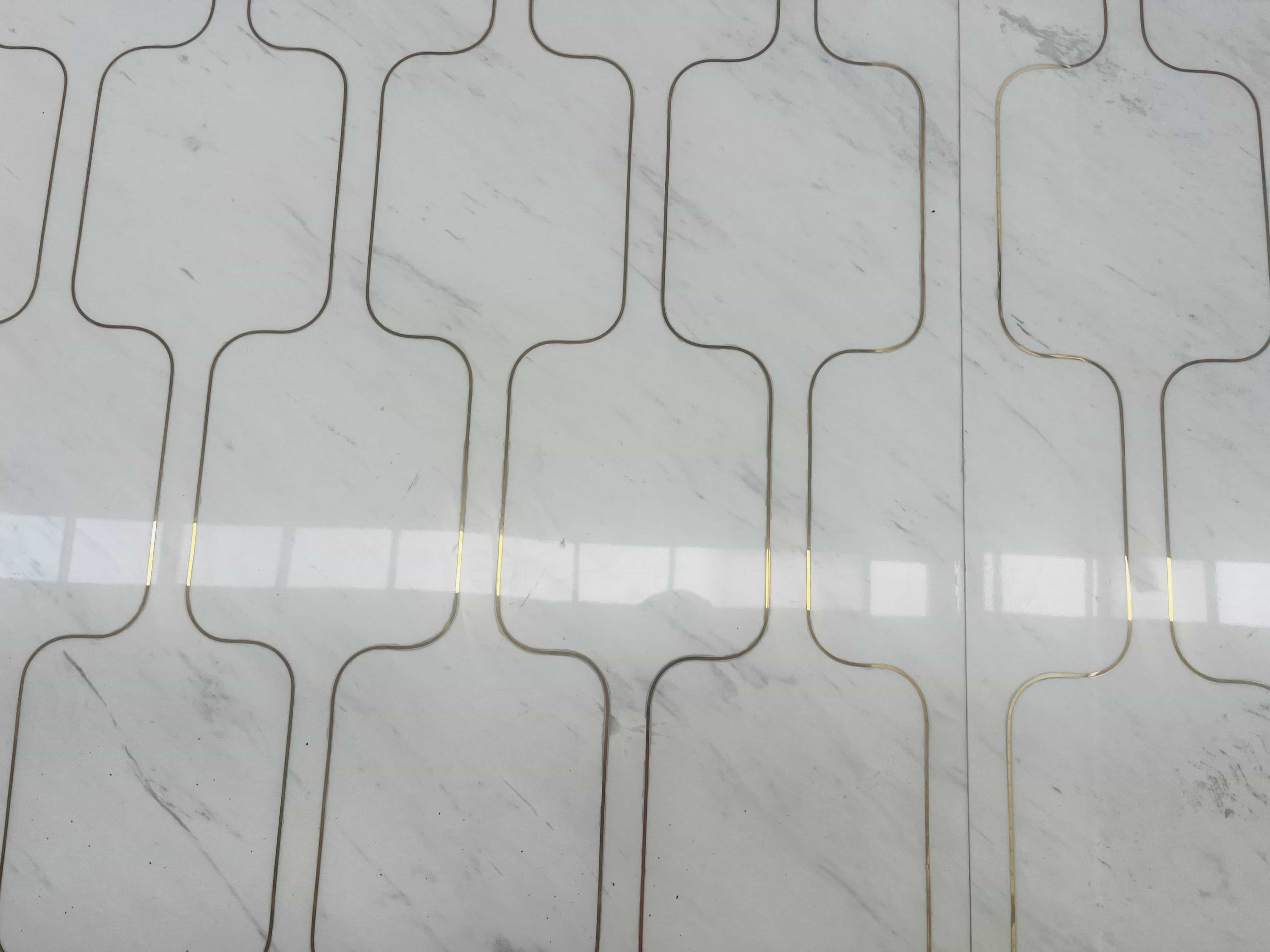 Volakas White Marble With Metal Flooring Tiles