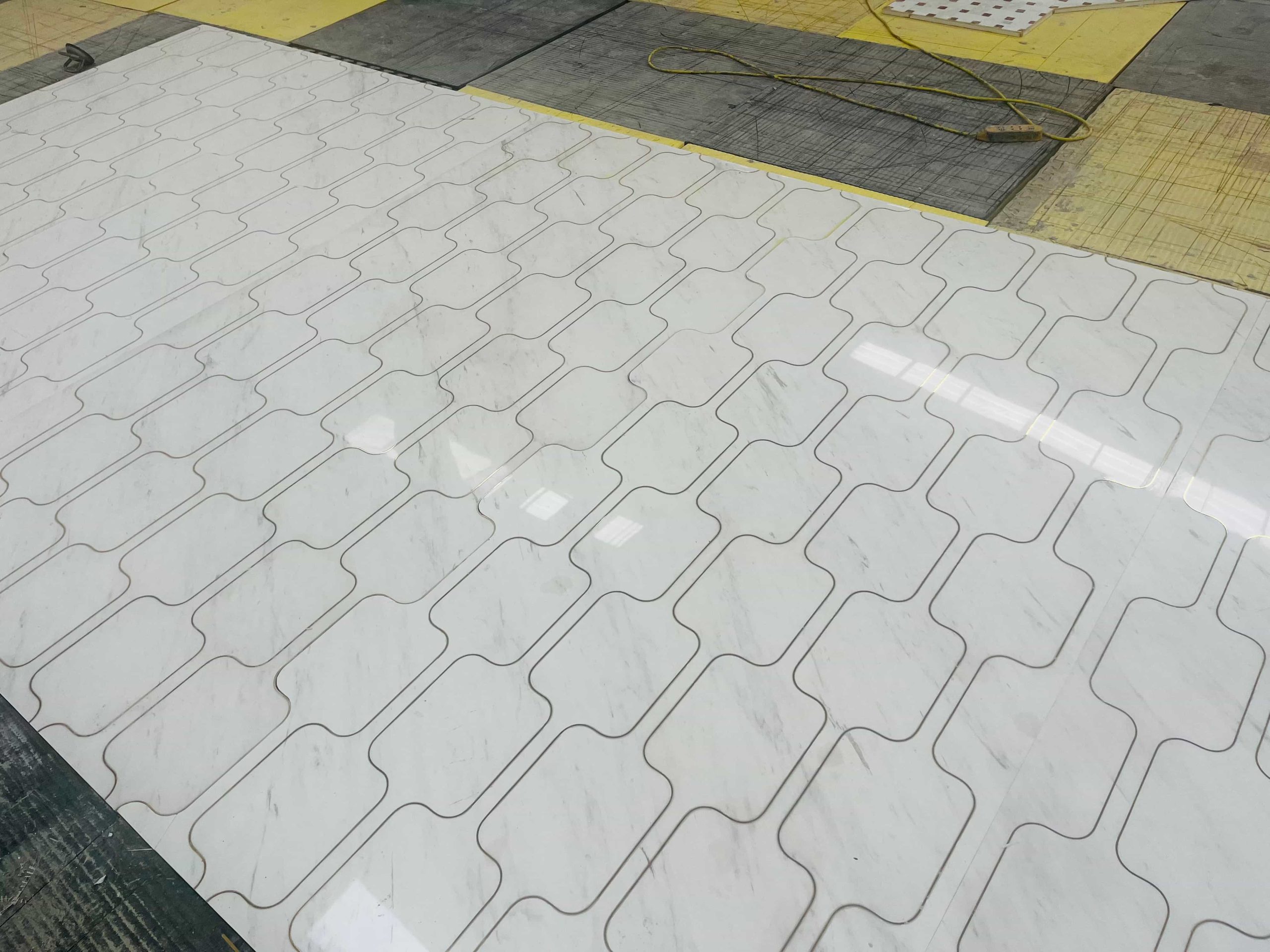 Volakas White Marble With Metal Flooring Tiles